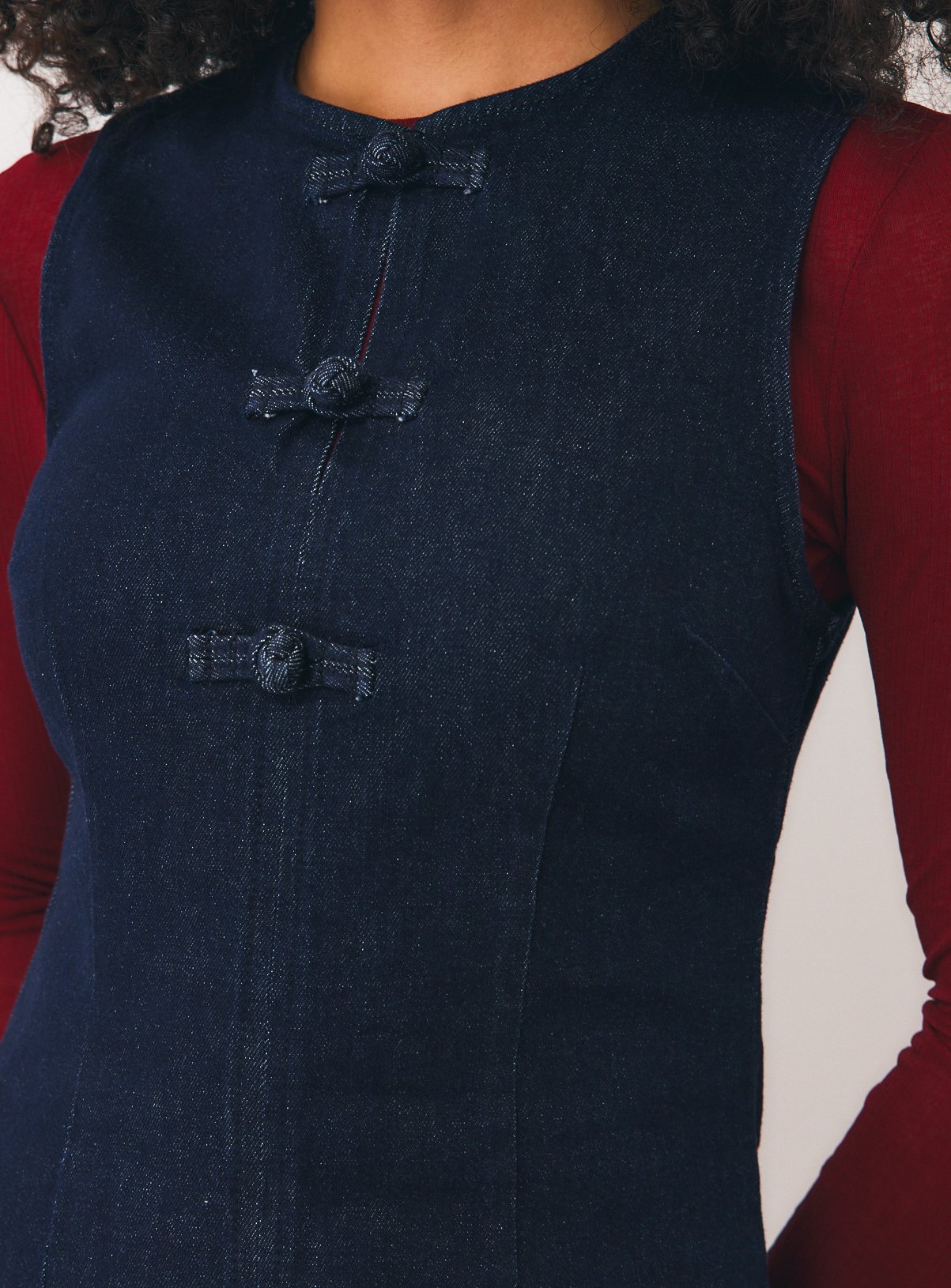 Dark Denim Frogging Fastening Dress 16 - Image 3 thumbnail